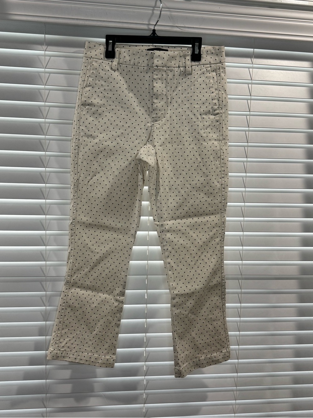 J. Crew Cream Chino Pants with Black Polka Dots